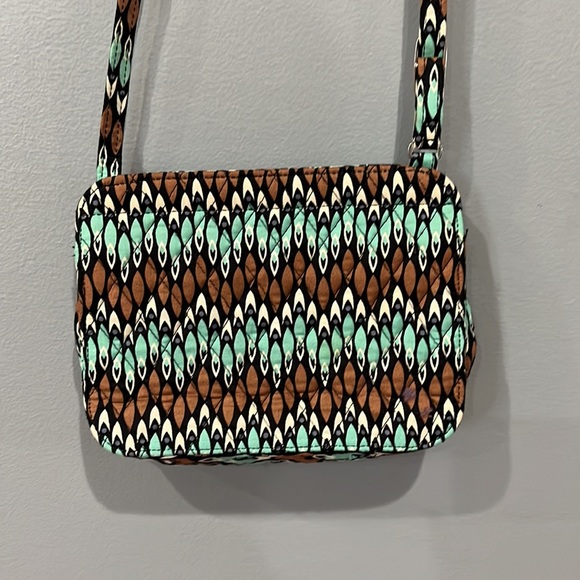 VERA BRADLEY Petite Crossbody Aqua/Brown "Sienna Stream" Hipster Bag - Picture 5 of 6